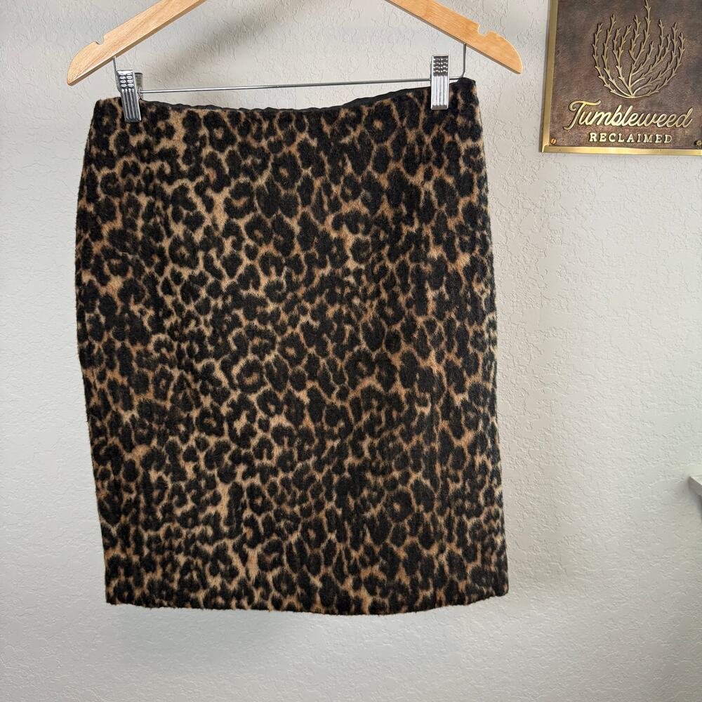Women's Talbots Leopard Animal Print Straight Pencil‎ Skirt Size 8 Petite